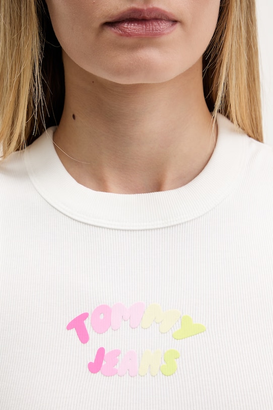 Tommy Jeans top damski bawełniany z elastanem DW0DW22280 biały