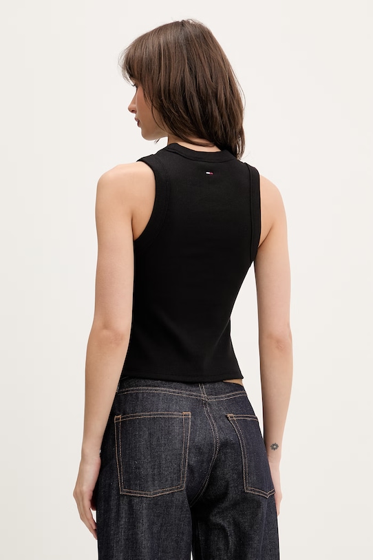 Odzież Tommy Jeans top damski bawełniany z elastanem DW0DW22280 czarny