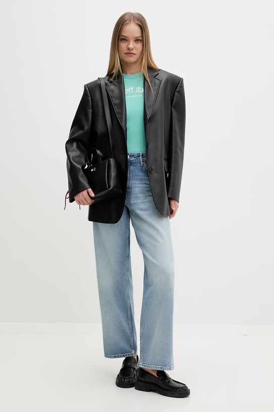 Tommy Jeans pamut női basic DW0DW22302 türkiz SS26