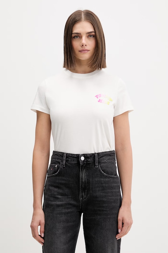 Tommy Jeans Tričko dámské bavlněné béžová DW0DW22310