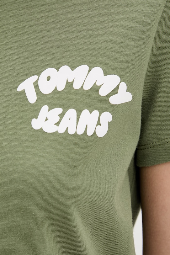 Tommy Jeans T-shirt γυναικείο βαμβακερό DW0DW22310 πράσινο