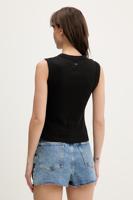 Îmbrăcăminte Tommy Jeans top pentru femei, din bumbac cu elastan DW0DW22577 negru