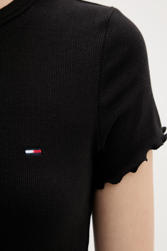 Tommy Jeans T-shirt damski bawełniany z elastanem DW0DW22782 czarny