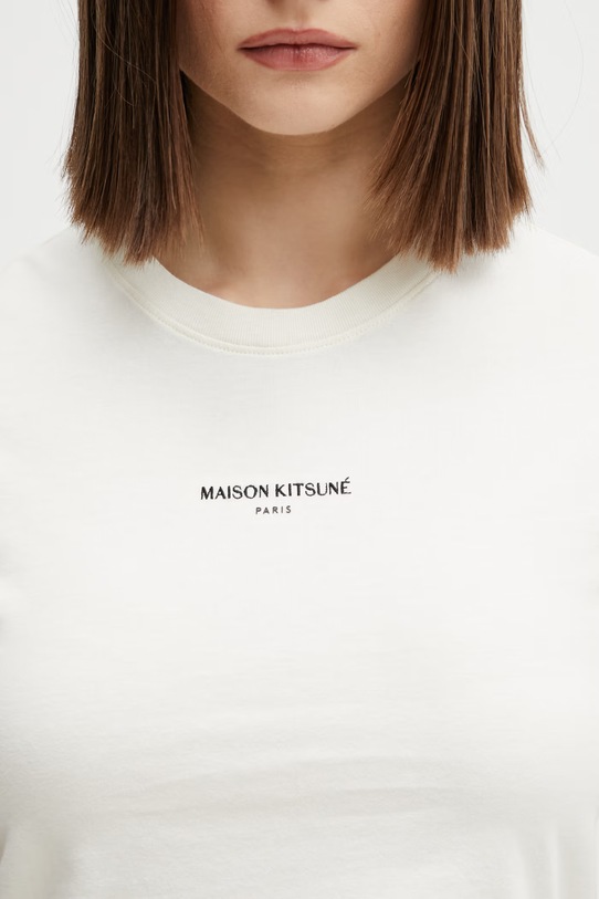 Maison Kitsuné t-shirt bawełniany Baby Tee beżowy QW00100KJ7026