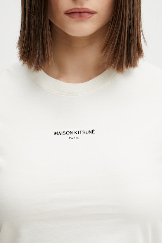 Maison Kitsuné t-shirt bawełniany Baby Tee beżowy QW00100KJ7026