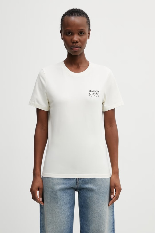 Oblečení Maison Kitsuné Gallery fox tričko bavlněné ženské QW00104KJ7026 béžová