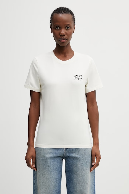 Oblečení Maison Kitsuné Gallery fox tričko bavlněné ženské QW00104KJ7026 béžová