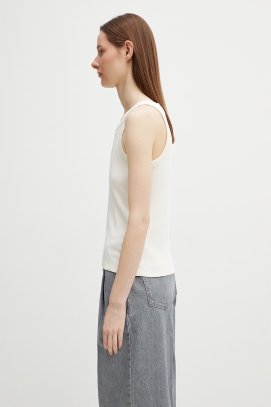 Maison Kitsuné top bawełniany damski QW00600KA0033 beżowy SS26