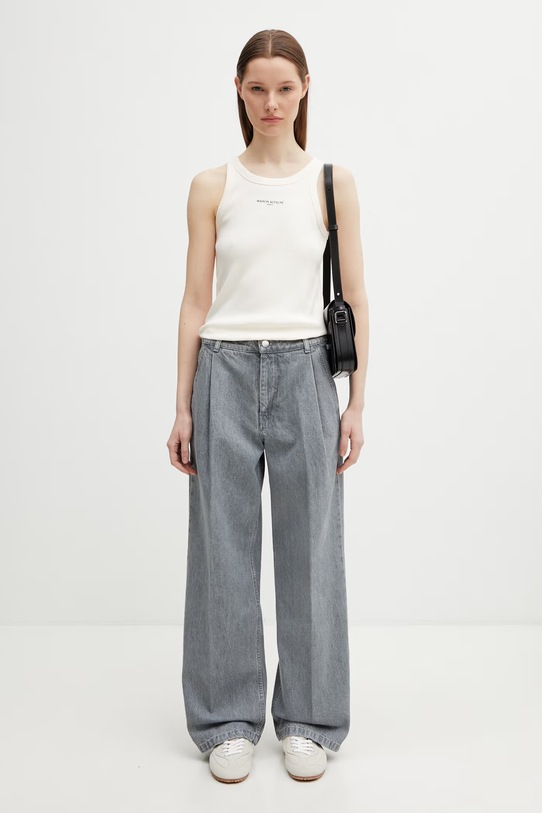 Maison Kitsuné top bawełniany damski QW00600KA0033 beżowy