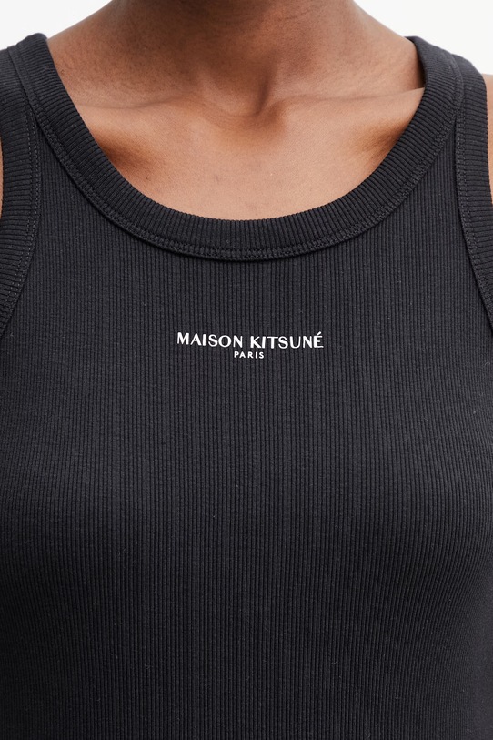 Maison Kitsuné τοπ βαμβακερό Γυναικείο μαύρο QW00600KA0033