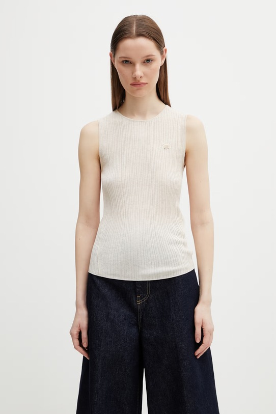 Maison Kitsuné Baby Fox top z bawełną damski beżowy QW00607KT1195