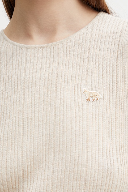 Maison Kitsuné Baby Fox top z bawełną damski beżowy QW00607KT1195