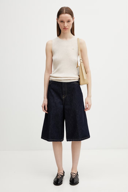 Maison Kitsuné Baby Fox top z bawełną damski QW00607KT1195 beżowy