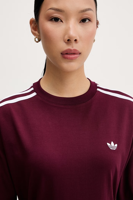 adidas Originals tričko dámske bavlnené s elastanom burgundské KY5092