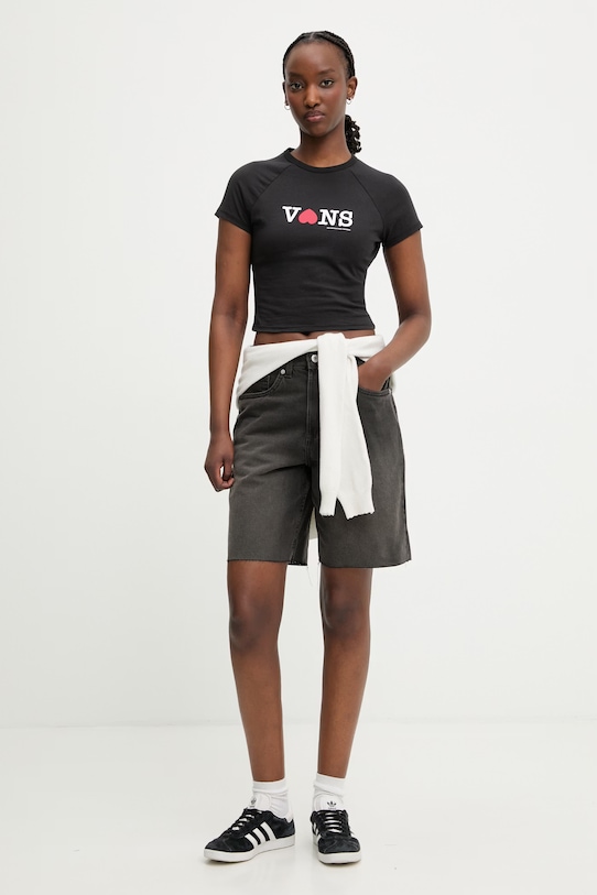 Vans T-shirt damski bawełniany VN000XEABLK1 czarny SS26