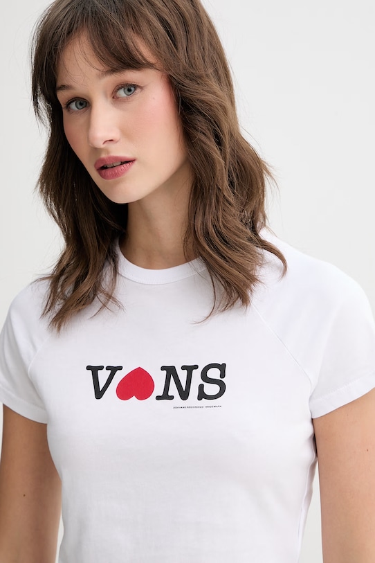 Vans crop top damski bawełniany biały VN000XEAWHT1