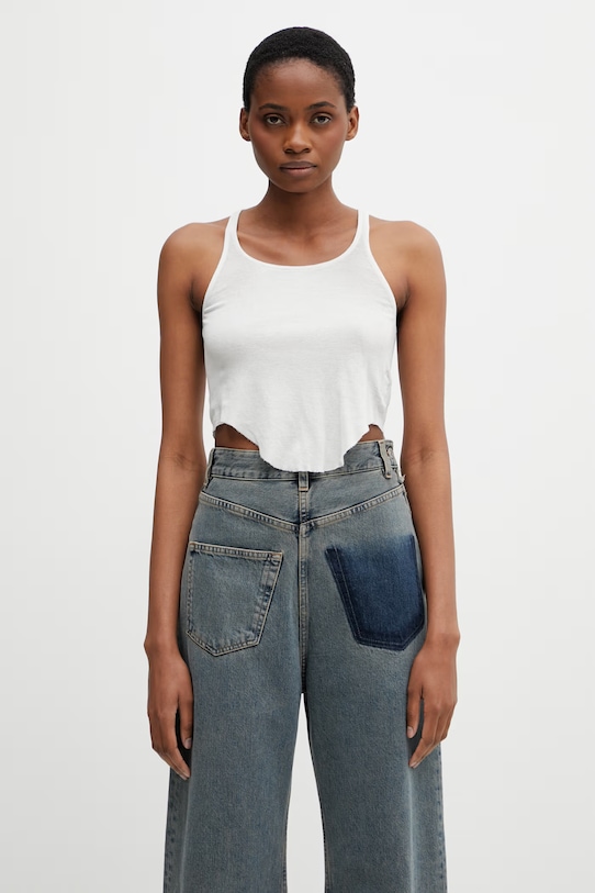 Rick Owens DRKSHDW dámsky bavlnený crop top biela DS01F4100.BH