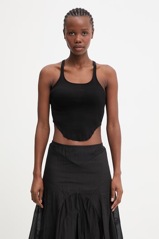 Rick Owens DRKSHDW crop top bawełniany damski czarny DS01F4100.BH