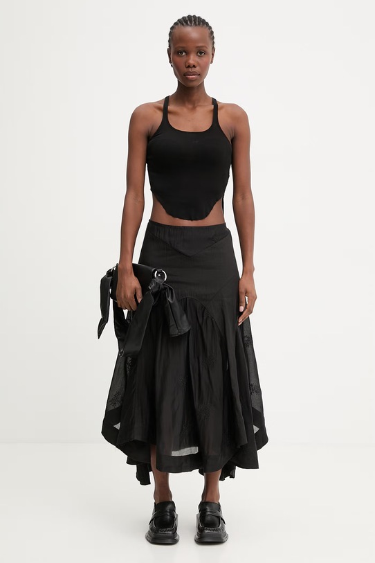 Rick Owens DRKSHDW crop top bawełniany damski DS01F4100.BH czarny