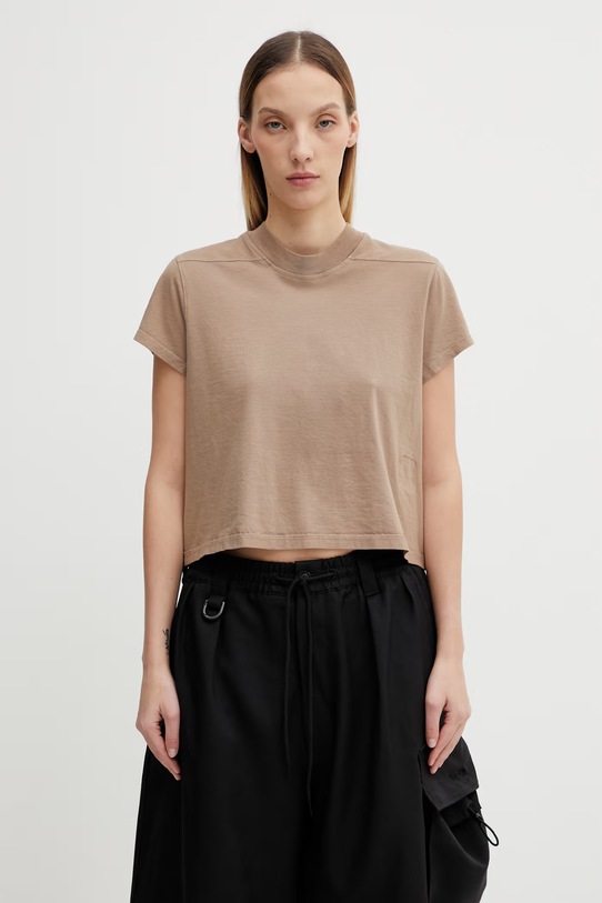 Rick Owens DRKSHDW t-shirt bawełniany Small Level gładkie beżowy DS01F4207.RN