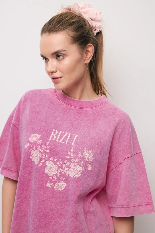 Bizuu t-shirt bawełniany PAPLYS różowy PAPLYS.ROZOWY