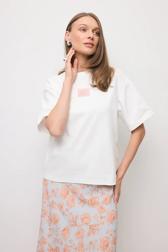 Bizuu t-shirt bawełniany PARADISO bawełna biały PARADISO.KREMOWY