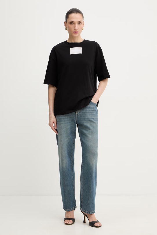 Βαμβακερό μπλουζάκι Just Cavalli 80PAHT08.CJ500 μαύρο SS26