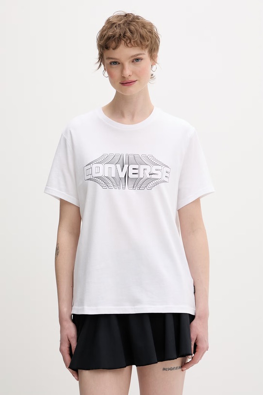 Converse t-shirt damski bawełniany biały CVW5T072
