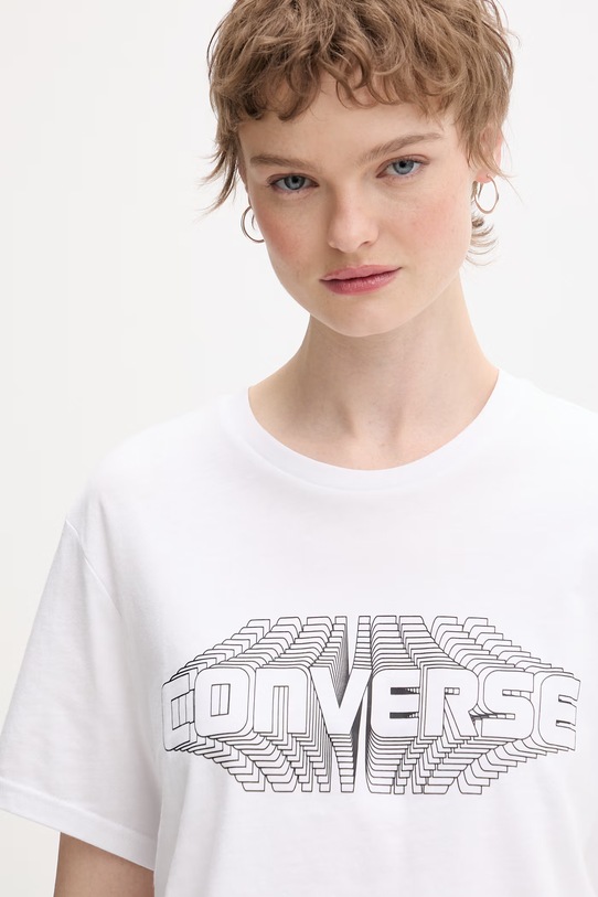 Converse t-shirt damski bawełniany biały CVW5T072