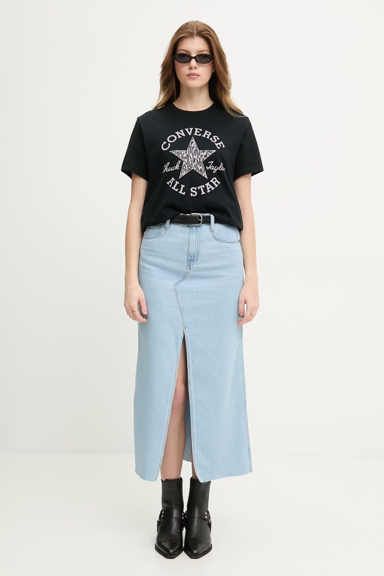 Converse t-shirt damski bawełniany CVW6T063 czarny SS26