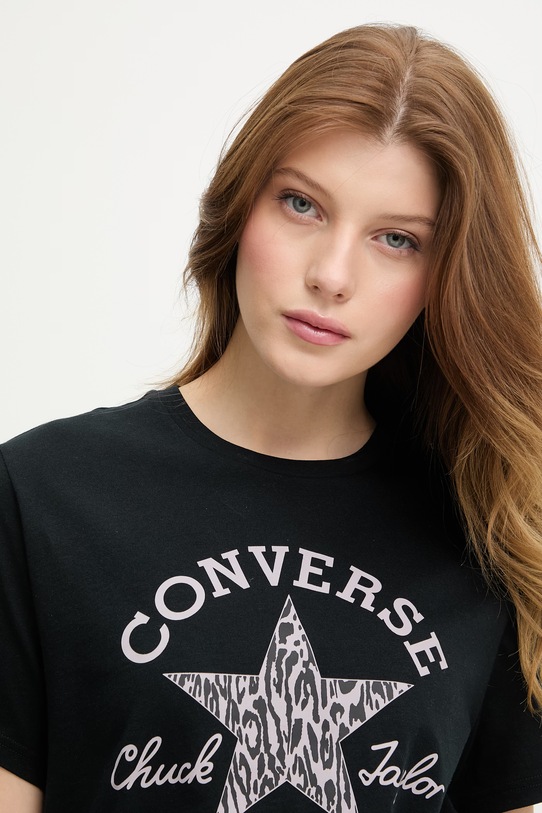 Converse t-shirt damski bawełniany czarny CVW6T063