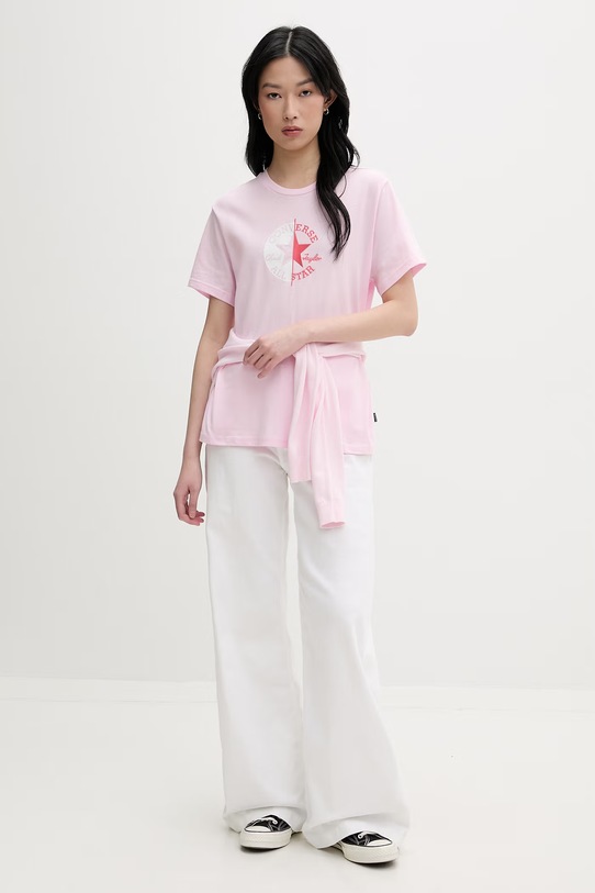 Converse T-shirt damski bawełniany CVW6T088 różowy SS26