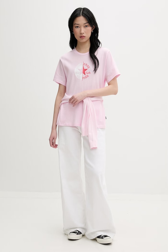 Converse T-shirt damski bawełniany CVW6T088 różowy SS26