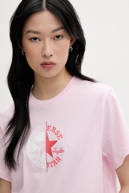 Converse T-shirt damski bawełniany różowy CVW6T088