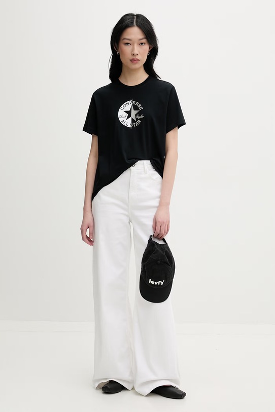 Converse tričko dámske bavlnené CVW6T088 čierna SS26