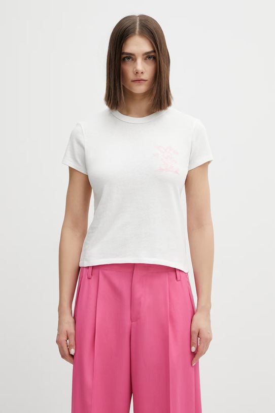 Kenzo t-shirt bawełniany GOTS KENZO CARTOON OUTLINED EM bawełna biały FG52TS2074SK