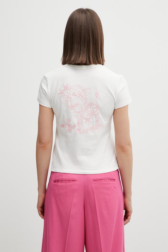 Odzież Kenzo t-shirt bawełniany GOTS KENZO CARTOON OUTLINED EM FG52TS2074SK biały