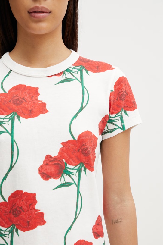 Kenzo GOTS KENZO ARCHIVE ROSE CLASSI t-shirt bawełniany damski biały FG52TS2124SK