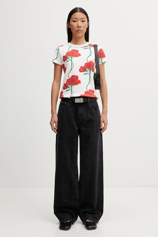 Kenzo GOTS KENZO ARCHIVE ROSE CLASSI t-shirt bawełniany damski FG52TS2124SK biały