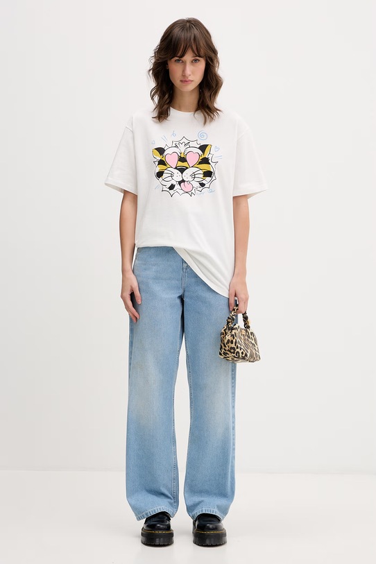 Kenzo t-shirt bawełniany GOTS KENZO WILD TIGER LOOSE T- FG52TS3114SG biały