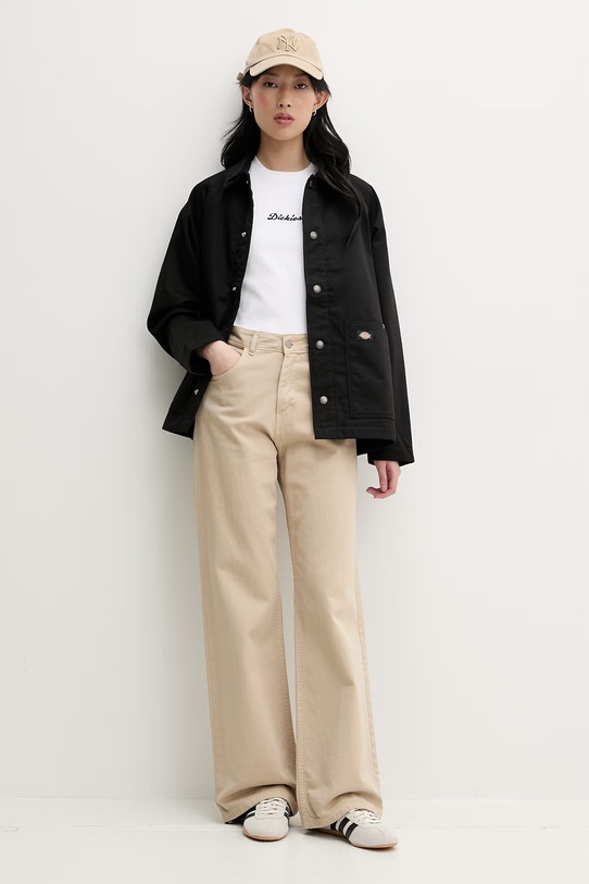 Dickies T-shirt damski bawełniany z elastanem DK0A88JT0WH1 beżowy SS26