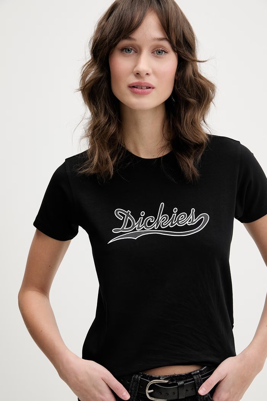 Dickies T-shirt γυναικείο βαμβακερό μαύρο DK0A88FDBLK1