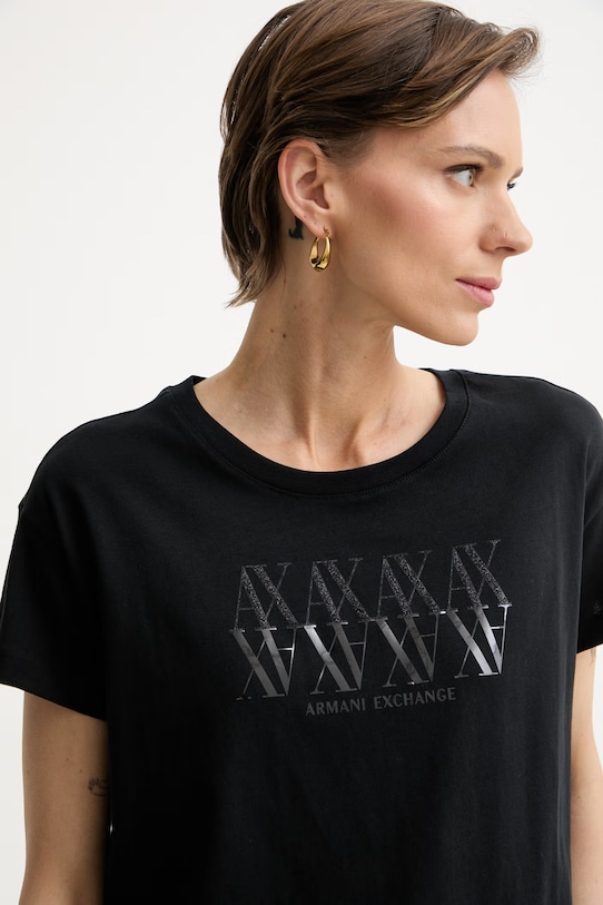 Armani Exchange тениска дамска от памук черен XW002290.AF17172