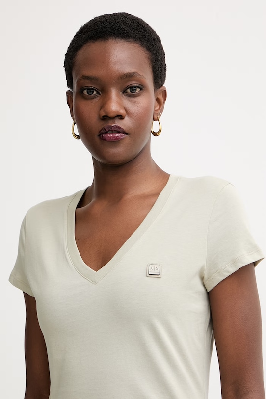 Armani Exchange тениска дамска от памук бежов XW002292.AF10356