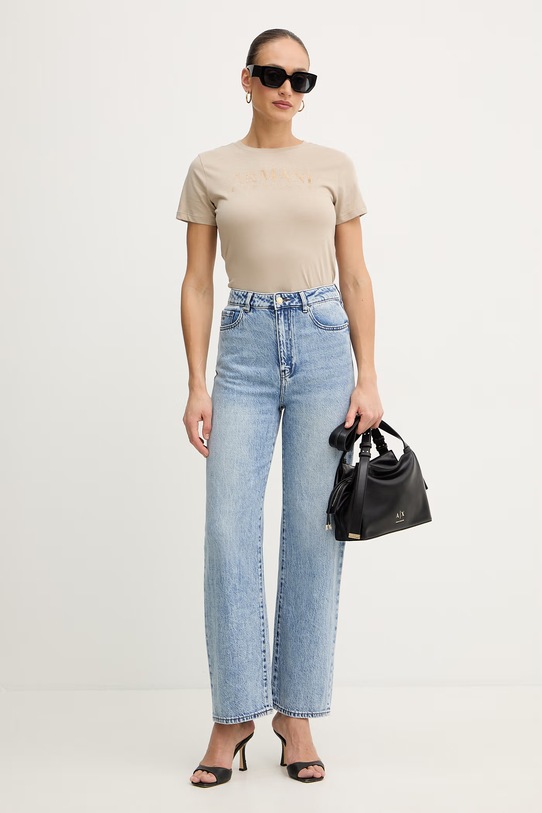 Памучна тениска Armani Exchange XW002294.AF17172 бежов SS26