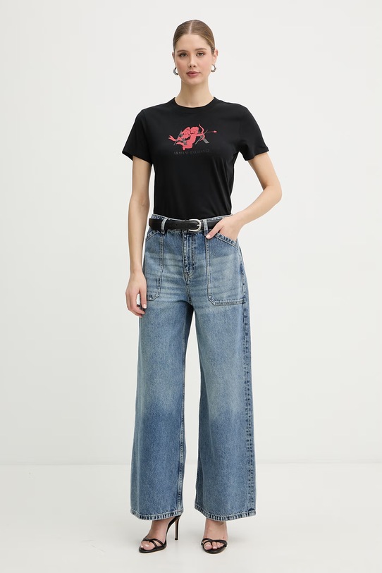 Armani Exchange kratka majica ženska bombažna XW002296.AF17172 črna SS26