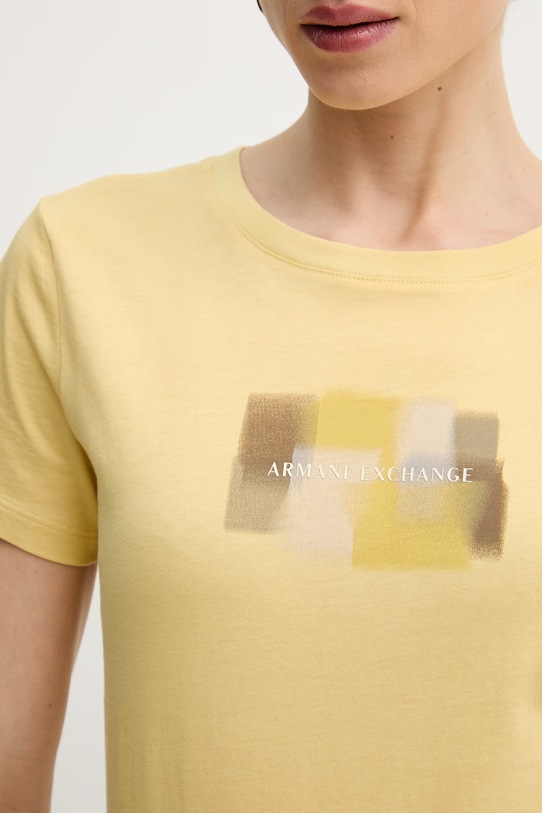 Bombažna kratka majica Armani Exchange rumena XW002322.AF10356