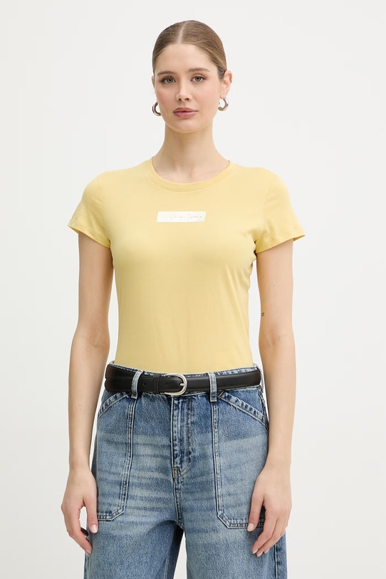Armani Exchange t-shirt bawełniany nadruk żółty XW002327.AF10358