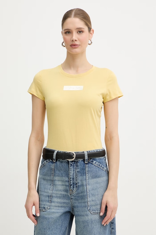 Bavlnené tričko Armani Exchange slim žltá XW002327.AF10358