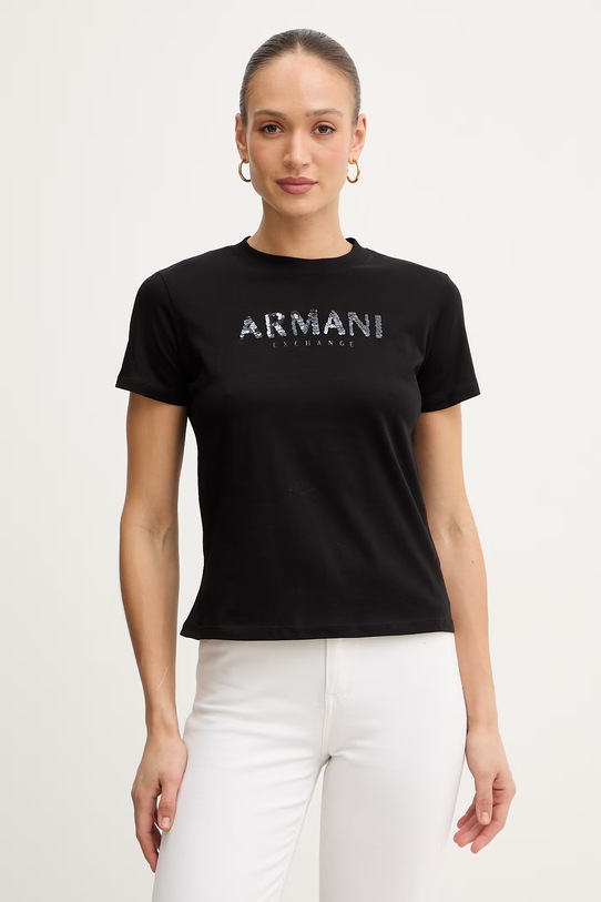 Памучна тениска Armani Exchange стандартна черен XW002340.AF10358